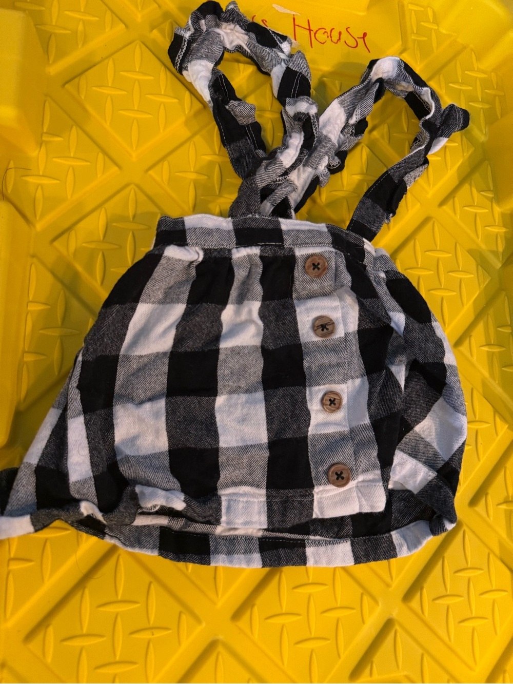 2 kids overalls. Pink is 2T plaid is 18 months